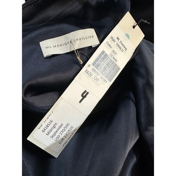 Monique Lhuillier Evening Dress Midnight Size 4 NWT Elegant Unique Sample Piece - Picture 3 of 13